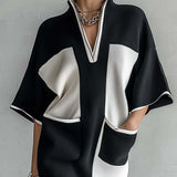 Rochie midi bicoloră alb-negru cu mâneci tip liliac