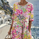 Rochie midi florală, lejeră și ușoară