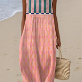 Lily – Rochie midi cu dungi pastelate