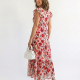 Lila | Rochie Midi cu Decolteu în V și Flori