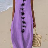 Emma – Rochie midi cu flori violete