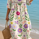 Rochie de Plajă Florală Vibrantă de Grădină
