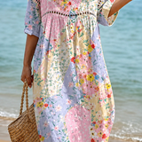 Rochie Florală de Plajă Ușoară