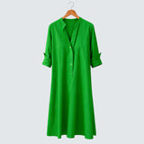 Bernadette - Rochie midi din smarald de lux