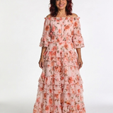Rosalie | Rochie Maxi cu Umeri Decupați și Frape Florale