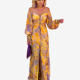 GRETA™ – ROCHIE FLORALĂ LUNGĂ CU DECUPAJ ADÂNC