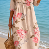 Rochie Midi Moale cu Trandafiri Eleganți
