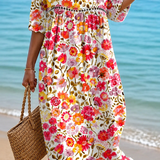 Rochie Midi de Vară Ușoară cu Model Floral Viu