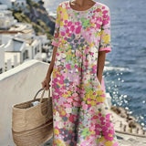 Rochie midi florală, lejeră și ușoară