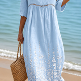 Rochie Midi de Vară Moale Albastră