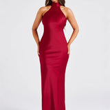 ZEYNEP | Rochie maxi elegantă din satin cu decolteu halter
