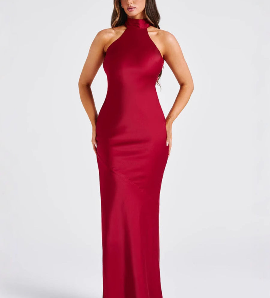 ZEYNEP | Rochie maxi elegantă din satin cu decolteu halter