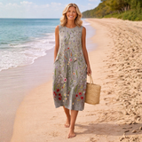 Cara – Rochie midi cu flori sălbatice