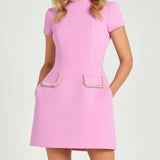 Rochie mini cu mâneci decorate cu perle