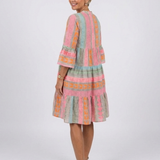 Maelle | Rochie cu imprimeu geometric, decolteu în V, lungime până la genunchi