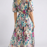 Eulalie | Rochie midi cu decolteu în V și mâneci scurte