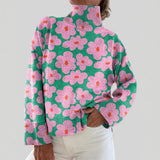 Ema | Pulover Floral cu Guler Înalt