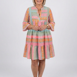 Maelle | Rochie cu imprimeu geometric, decolteu în V, lungime până la genunchi
