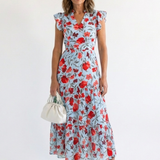 Lila | Rochie Midi cu Decolteu în V și Flori