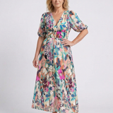 Eulalie | Rochie midi cu decolteu în V și mâneci scurte