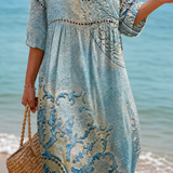 Rochie de Plajă cu Motiv Elegant