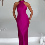 ZEYNEP | Rochie maxi elegantă din satin cu decolteu halter