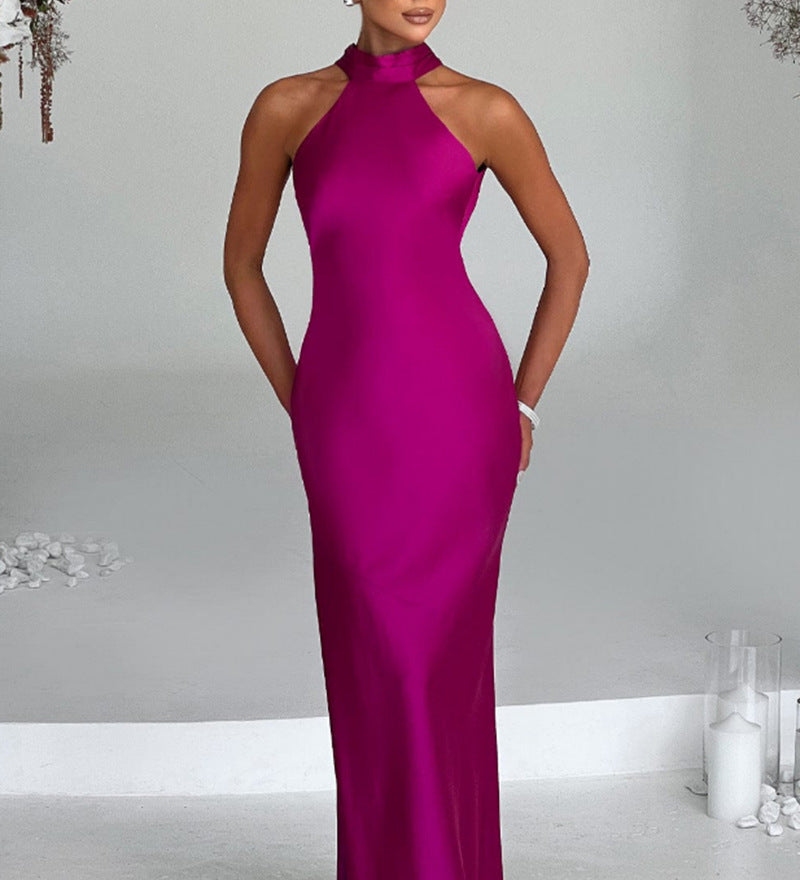 ZEYNEP | Rochie maxi elegantă din satin cu decolteu halter