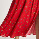 Delphine | Rochie midi cu decolteu pătrat și mâneci bufante florale