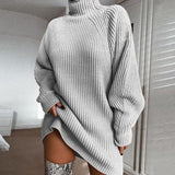 Rochie-pulover cu guler înalt și mâneci raglan