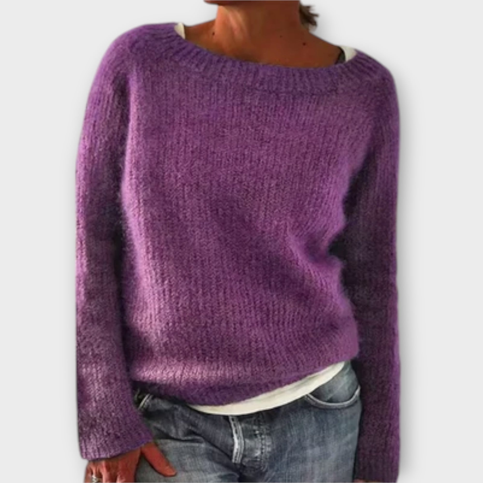 Regine | Pulover din Tricot cu Guler Rotund