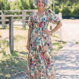 Eulalie | Rochie midi cu decolteu în V și mâneci scurte