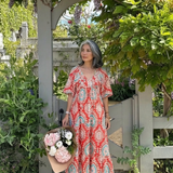 ZARIA | ROCHIE MIDI CU MÂNECI SCURTE ȘI GÂT V, CU IMPRESIE PAISLEY