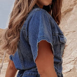 Salopetă din denim cu pantaloni scurți