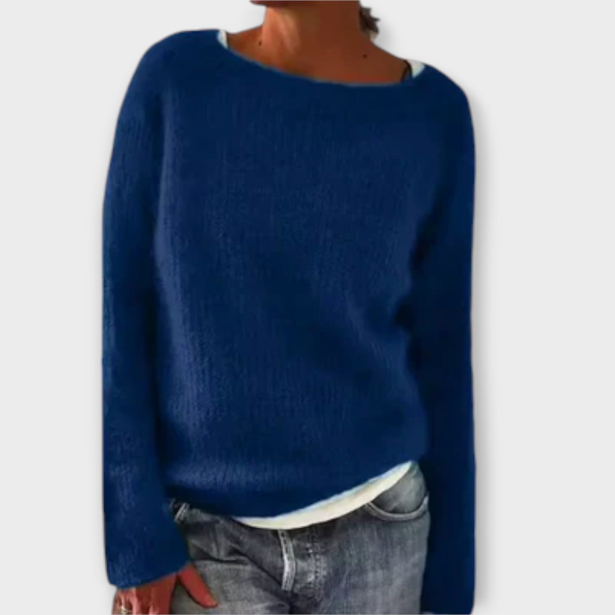 Regine | Pulover din Tricot cu Guler Rotund