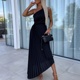ELLA | Rochie Midi Plisată cu Un Umăr
