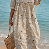 Rochie de Plajă Florală în Nuante Caldă