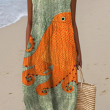 Tess – Rochie midi cu imprimeu oceanic