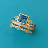Herta - Set de inele cu cristal albastru Vintage