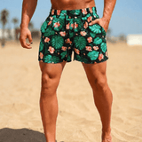 Shorts de baie Mondeo - Hibiscus Negru
