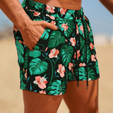 Shorts de baie Mondeo - Hibiscus Negru