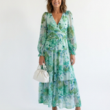 Althea | Rochie Maxi Floral cu Mâneci Lungi