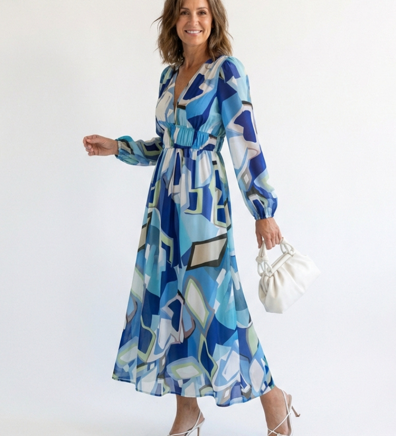 Althea | Rochie Maxi Floral cu Mâneci Lungi