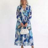 Althea | Rochie Maxi Floral cu Mâneci Lungi