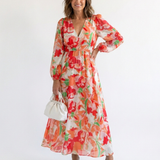 Althea | Rochie Maxi Floral cu Mâneci Lungi