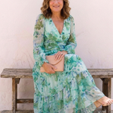 Althea | Rochie Maxi Floral cu Mâneci Lungi