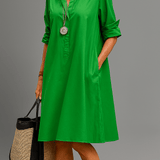 Bernadette - Rochie midi din smarald de lux