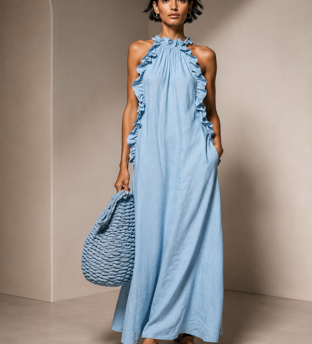 DOROTA | Rochie maxi cu buzunare