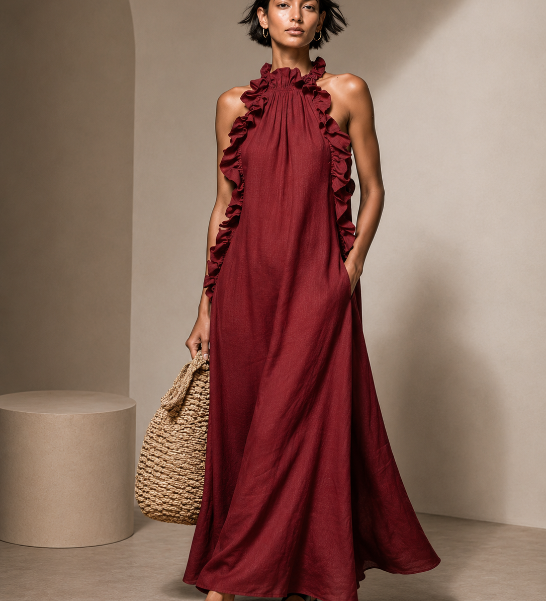DOROTA | Rochie maxi cu buzunare
