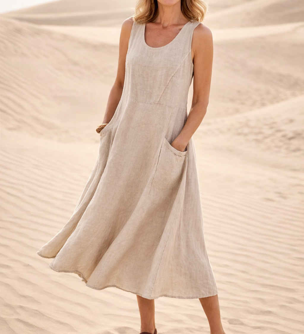 Luna – Rochie midi confortabilă în croială A