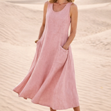 Luna – Rochie midi confortabilă în croială A